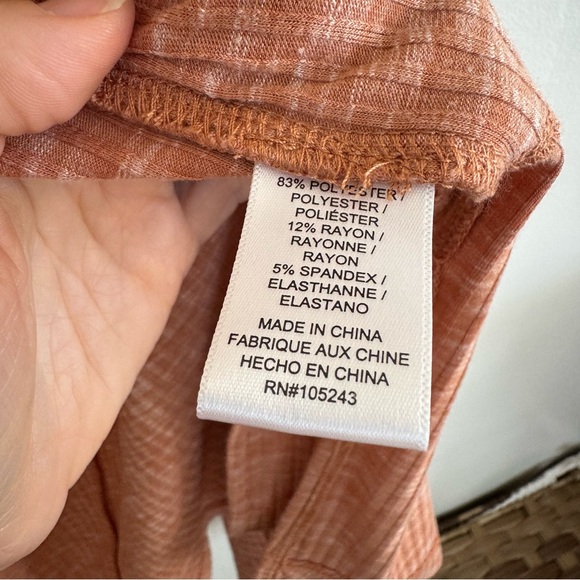 B Collection by Bobeau Ellen Waterfall Ribbed Cardi Orange Ribbed Medium - Picture 8 of 8